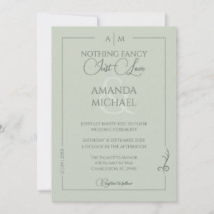Modern Minimalist Sage Green Monochrome Wedding Invitation
