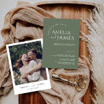 Modern Minimalist sage green photo Wedding Invitation<br><div class="desc">modern green Wedding Invitation,  Modern sage green Wedding Invite,  green Wedding Invitation,  Boho Wedding Invitation.</div>