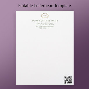 Modern Minimalist Sage Green QR Code Business Logo Custom Letterhead