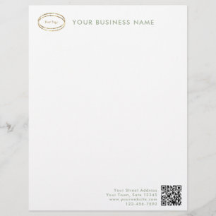 Modern Minimalist Sage Green QR Code Business Logo Custom Letterhead