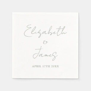 Modern Minimalist Sage Green Script Wedding Napkin