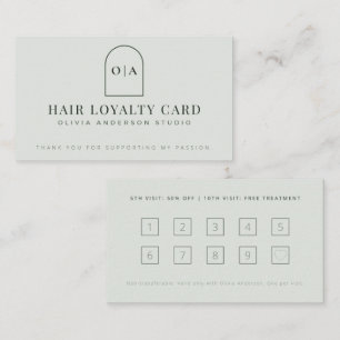 Modern Minimalist Sage Green Stamp Salon Loyalty Card