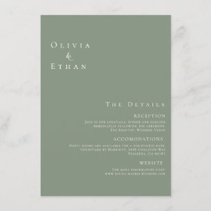 Modern Minimalist Sage Green Wedding Details Enclosure Card
