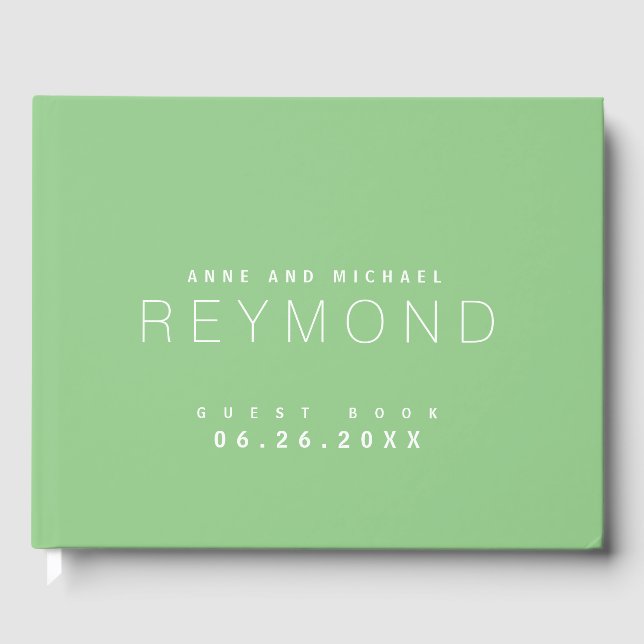 Modern Minimalist Sage Green Wedding  Guest Book (Front)