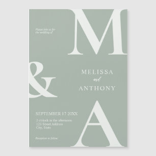 Modern Minimalist Sage Green Wedding Magnetic Invitation