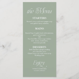Modern Minimalist Sage Green Wedding Menu