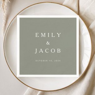 Modern Minimalist Sage Green Wedding Napkin