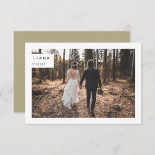Modern Minimalist Sage Green Wedding Photo Thank You Card