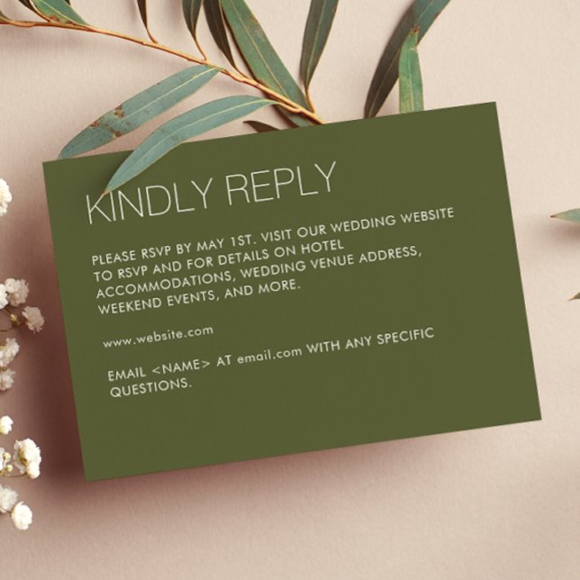 Modern Minimalist Sage Green Wedding RSVP Card (Creator Uploaded)