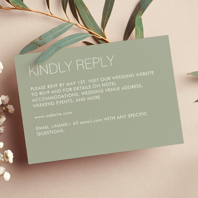 Modern Minimalist Sage Green Wedding RSVP Card (Creator Uploaded)