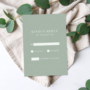 Modern Minimalist Sage Green Wedding  RSVP Card