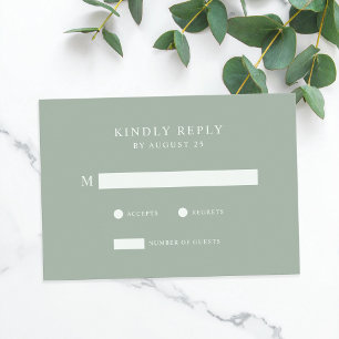 Modern Minimalist Sage Green Wedding RSVP Card