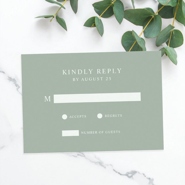 Modern Minimalist Sage Green Wedding  RSVP Card (Creator Uploaded)