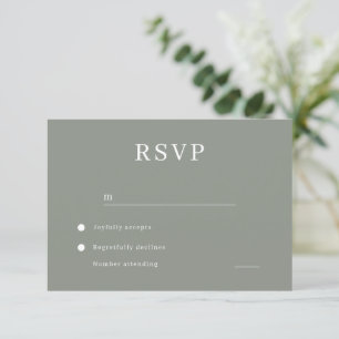 Modern Minimalist Sage Green Wedding RSVP Card
