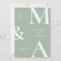 Modern Minimalist Sage Green Wedding Save the Date