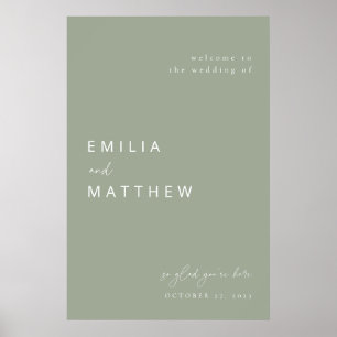 Modern Minimalist Sage Green Wedding Welcome Sign