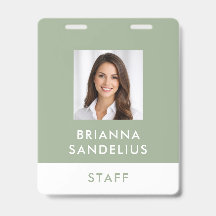 Modern Minimalist Sage Photo ID Double Clip
