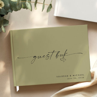 Modern Minimalist Sage Script Wedding Guest Book