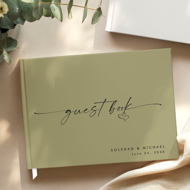 Modern Minimalist Sage Script Wedding  Guest Book (Creator Uploaded)