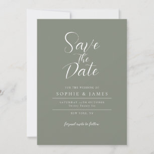 Modern Minimalist Sage Wedding Save The Date Invitation