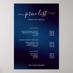 Modern Minimalist Salon Price List Sign for Beauty