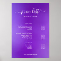 Modern Minimalist Salon Price List Sign for Beauty