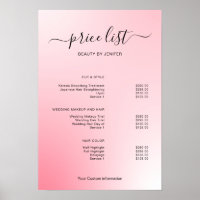 Modern Minimalist Salon Price List Sign for Beauty