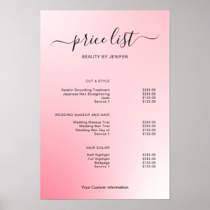 Modern Minimalist Salon Price List Sign for Beauty