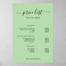 Modern Minimalist Salon Price List Sign for Beauty