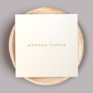 Modern Minimalist Satin Ivory White Square Business Card
