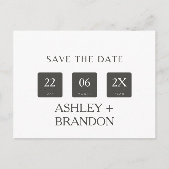 Modern Minimalist Save The Date Boxes Postcard (Front)