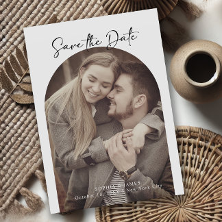 Modern Minimalist Save the Date Card with Photo