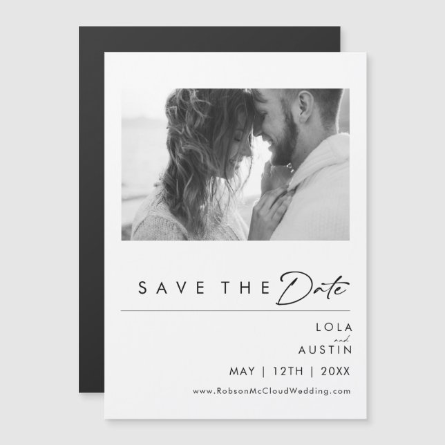 Modern Minimalist Save The Date Magnet (Front/Back)