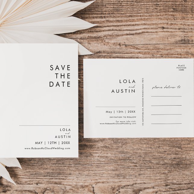 Modern Minimalist Save The Date Postcard (Creator Uploaded)