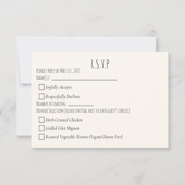 Modern Minimalist Save The Date Simple Wedding RSVP Card (Front)
