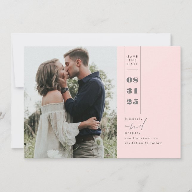 Modern Minimalist Save the Date Vertical Photo (Front)