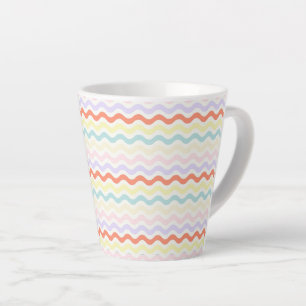 Modern Minimalist Scalloped Pastel Waves Linear Latte Mug
