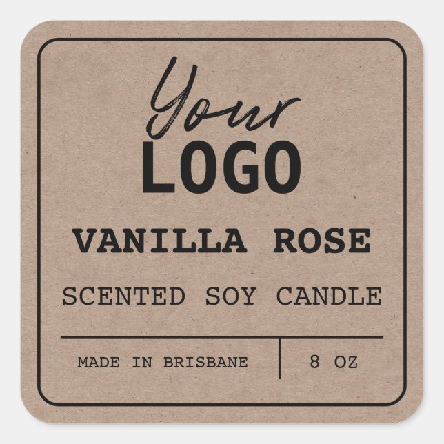 Modern Minimalist Scented Soy Candle Logo Labels (Front)