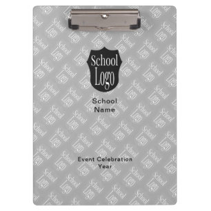 Modern Minimalist School Logo Grey Clipboard