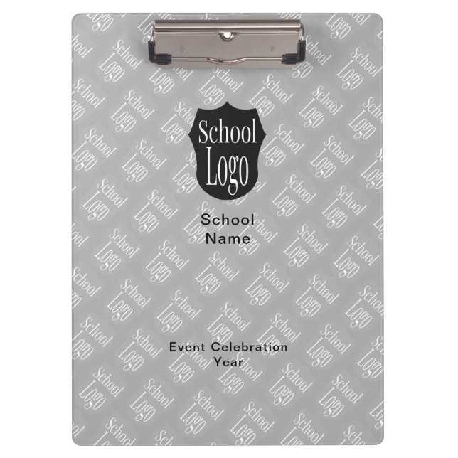 Modern Minimalist School Logo Grey  Clipboard (Front)