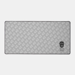 Modern Minimalist School Logo Grey Desk Mat