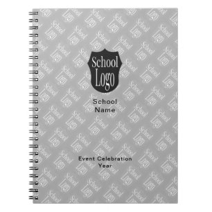 Modern Minimalist School Logo Grey  Notebook