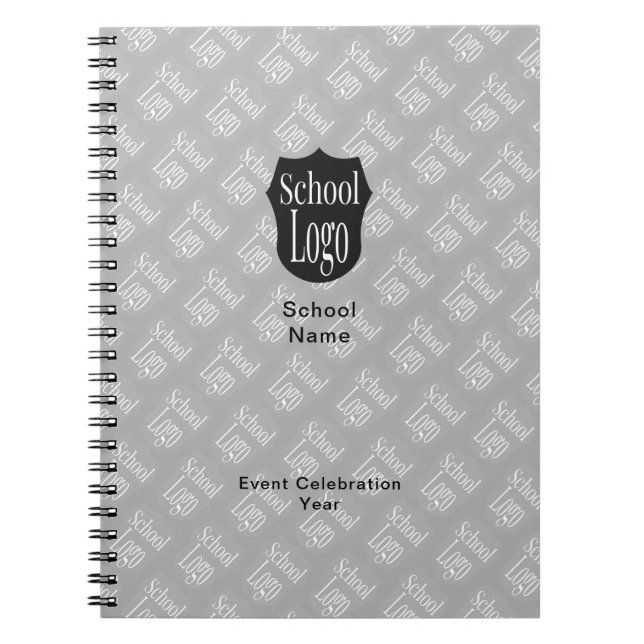 Modern Minimalist School Logo Grey  Notebook (Front)
