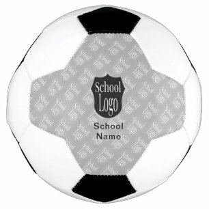 Modern Minimalist School Logo Grey  Soccer Ball