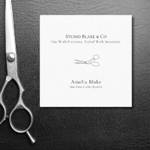 Modern Minimalist scissors hair stylist Square Business Card