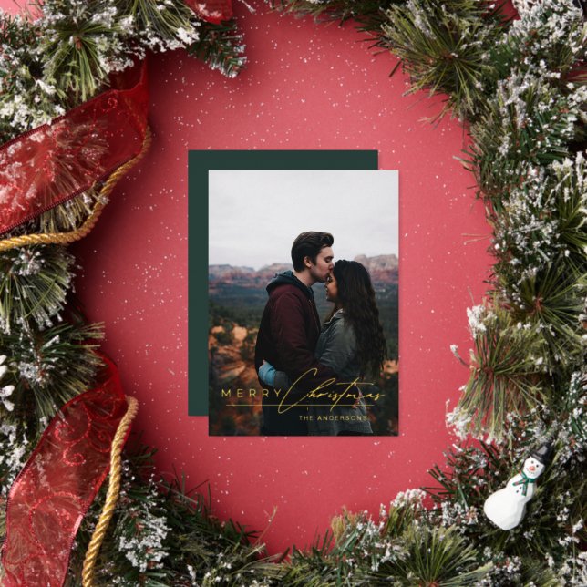 Modern Minimalist Script 1 Photo Green Christmas (Insitu)