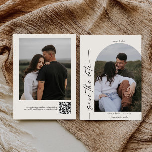 Modern Minimalist Script 2 Sides Photos Wedding Save The Date