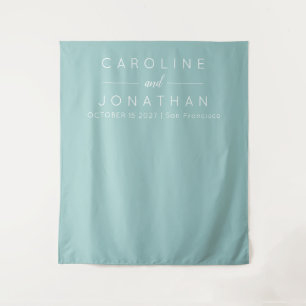 Modern Minimalist Script Aqua Custom Wedding  Tapestry