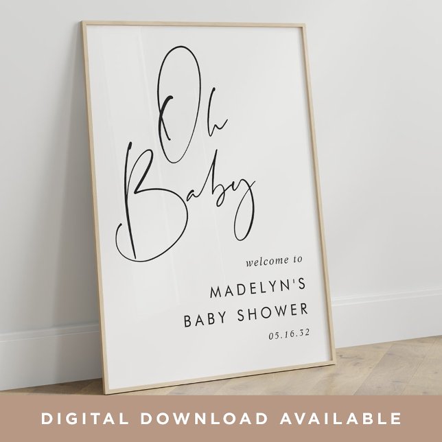Modern Minimalist Script Baby Shower Welcome Sign (Creator Uploaded)