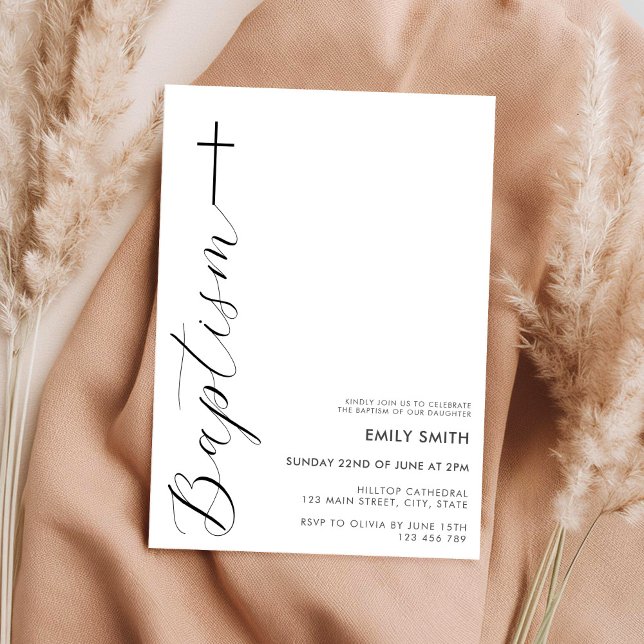 Modern Minimalist Script Baptism Invitation (Creator Uploaded)